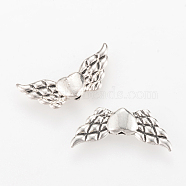 Tibetan Style Alloy Beads, Wing, Cadmium Free & Lead Free, Antique Silver, 9x22x3mm, Hole: 1mm(X-TIBEB-Q067-32AS-RS)