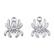 201 Stainless Steel Charms, Spider, Stainless Steel Color, 15x13x2mm, Hole: 2mm(STAS-N098-221P)