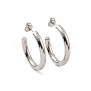 304 Stainless Steel Stud Earrings for Women, C-Shaped, Stainless Steel Color, 31x4mm, Pin: 0.7mm(EJEW-G346-07B-P)