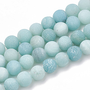 Natural Amazonite Beads Strands, Frosted, Grade A, Round, 6mm, Hole: 1mm, about 63pcs/strand, 15.5 inch(G-T106-189)
