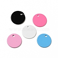 Spray Painted 201 Stainless Steel Charms, Flat Round Charm, Mixed Color, 12x1mm, Hole: 1.2mm(STAS-G304-13)