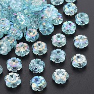 Transparent Acrylic Beads, AB Color Plated, Flower, Light Sky Blue, 10x5mm, Hole: 1.8mm, about 1650pcs/500g(MACR-S373-06-C03)