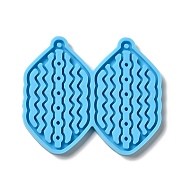 DIY Hexagon with Wave Pendant Silicone Molds, Resin Casting Molds, for UV Resin & Epoxy Resin Jewelry Making, Deep Sky Blue, 54.5x64x4mm, Hole: 2mm, Inner Diameter: 51x29mm(DIY-I099-39)