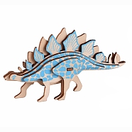 DIY Wooden Assembly Animal Toys Kits for Boys and Girls, 3D Puzzle Model for Kids, Children Intelligence Toys, Stegosaurus Pattern, 25x130x72mm(WOCR-PW0003-69C)