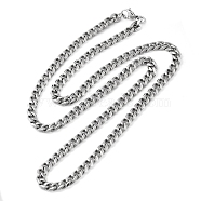 304 Stainless Steel Cuban Link Chain Necklace for Men Women, Stainless Steel Color, 19.88 inch(50.5cm)(NJEW-C013-03P)
