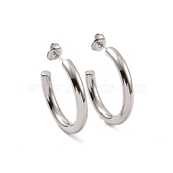 Non-Tarnish 304 Stainless Steel Stud Earrings for Women, C-Shaped, Stainless Steel Color, 31x4mm, Pin: 0.7mm(EJEW-G346-07B-P)