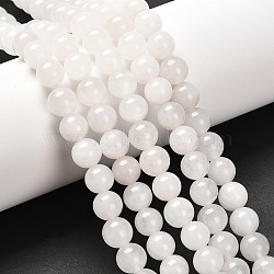 Natural White Jade Round Bead Strands, 8mm, Hole: 1mm, about 46pcs/strand, 15 inch(G-G735-08-8mm)