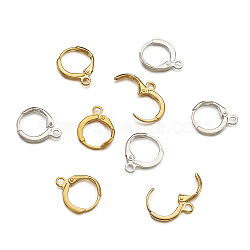 Brass Hoop Earring Findings, Ring, Nickel Free, Golden & Silver, 14.5~15x11.5~12.5mm, Hole: 2mm, Pin: 1~2mm, 2pcs/color, 12pcs/set(KK-TA0008-03-NF)