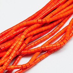 Synthetic Turquoise Beads Strands, Dyed, Column, Orange Red, 4x4mm, Hole: 1mm, about 106pcs/strand, 16 inch(TURQ-G120-4x4mm-06)