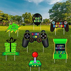 Plastic Yard Signs Display Decorations, for Outdoor Garden Decoration, Game Themed Mixed Shapes, Green, 199x251x4mm(DIY-WH0248-030)
