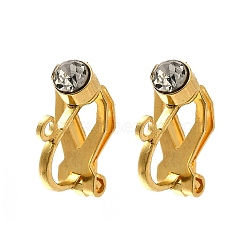 316 Surgical Stainless Steel Rhinestone Clip-on Earring Settings, Real 18K Gold Plated, 13x9x6.5mm, Hole: 1.2mm(STAS-F311-13G)