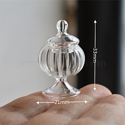 Miniature Glass Bottle, with Lid, for Dollhouse Accessories Pretending Prop Decorations, Clear, 21x33mm(MIMO-PW0001-158D)