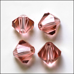 Imitation Austrian Crystal Beads, Grade AAA, K9 Glass, Faceted, Bicone, Flamingo, 4x4mm, Hole: 0.7~0.9mm(SWAR-F022-4x4mm-319)