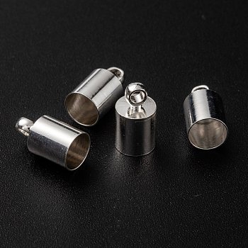 Brass Cord Ends, End Caps, Long-Lasting Plated, Column, 925 Sterling Silver Plated, 10.5x5.5mm, Hole: 1.8mm, Inner Diameter: 5mm