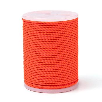 Round Waxed Polyester Cord, Taiwan Waxed Cord, Twisted Cord, Dark Orange, 1mm, about 12.02 yards(11m)/roll