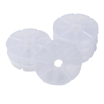 Plastic Bead Containers, Flip Top Bead Storage, 8 Compartments, White, 10.5x10.5x2.8cm