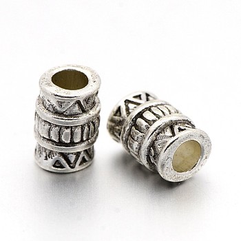 Tibetan Style Alloy Beads, Cadmium Free & Lead Free, Column, Antique Silver, 7x5mm, Hole: 2.7mm