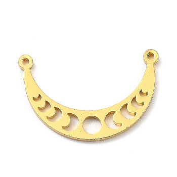 10Pcs 304 Stainless Steel Links, Moon Phase Links, Mooon, Golden, 21.5x14x1mm, Hole: 1mm