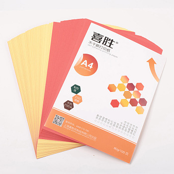 Waterproof A4 Adhesive Sticker Sheets, Self-Adhesive Labels Sticker, Orange Red, 29.7x21x0.01cm, 100sheets/bag