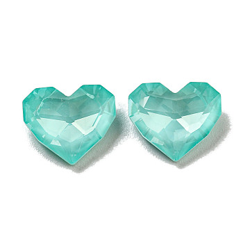 Glass Rhinestone Cabochons, Point Back & Back Plated, Faceted, Heart, Light Azore, 8.5x10x4mm