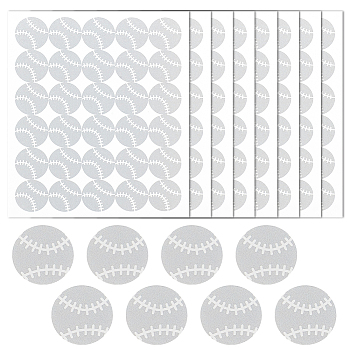 Customized Round Dot PVC Decorative Stickers, Waterproof Self-Adhesive Decals for Daily Plan, DIY Scrapbooking, Baseball Pattern, 100x85mm, Sticker: 12.5x12.5mm