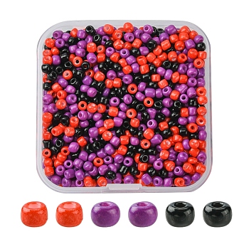 55.5G 3 Style Baking Paint Glass Round Seed Beads, for Halloween, Mixed Color, 3~3.5x2~3mm, Hole: 1~1.2mm, 18.5G/style