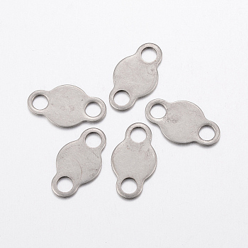 304 Stainless Steel Chain Tabs, Chain Extender Connectors, Stainless Steel Color, 15x8.5x0.8mm, Hole: 3mm