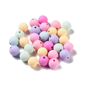 Opaque Acrylic Beads, Frosted, Round, Mixed Color, 10mm, Hole: 2mm, about 900pcs/500g