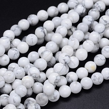 Round Natural Howlite Bead Strands, 12mm, Hole: 1mm, about 33pcs/strand, 15.3 inch