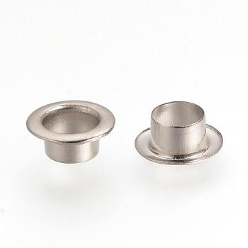 European Style Iron Eyelet Core, Grommet for Large Hole Beads, Platinum, 8~8.5x3.5mm, Hole: 4.5mm