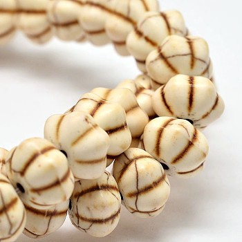 Dyed Synthetic Turquoise Bead Strands, Pumpkin, Beige, 12x8mm, Hole: 1mm, about 868pcs/1000g