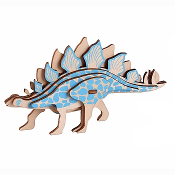 DIY Wooden Assembly Animal Toys Kits for Boys and Girls, 3D Puzzle Model for Kids, Children Intelligence Toys, Stegosaurus Pattern, 25x130x72mm