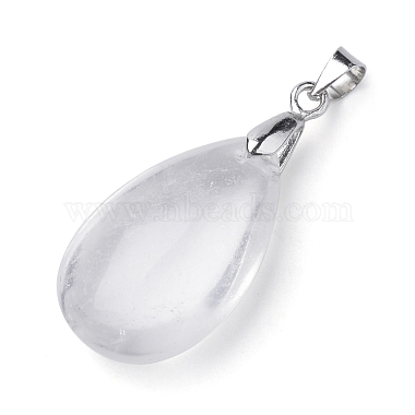 Platinum Drop Quartz Crystal Pendants