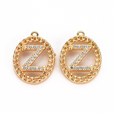 Real 18K Gold Plated Clear Oval Brass+Cubic Zirconia Pendants