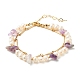 Natural Amethyst & Pearl Beads Double Layered Bracelet(X1-BJEW-TA00025-01)-1