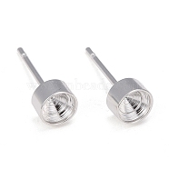 304 Stainless Steel Stud Earring Settings, for Pointed Back Rhinestone, Silver, Fit for 4mm Rhinestone, 14x5mm, Pin: 0.8mm(STAS-I088-H-04S)
