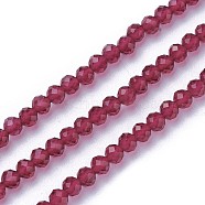 Faceted Glass Beads Strands, Round, Crimson, 3~3.5mm, Hole: 0.5mm, about 115~130pcs/strand, 14.5~16.1 inch(37~41cm)(G-F619-09D-3mm)