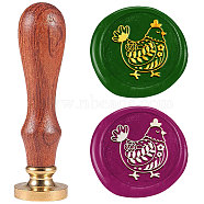 Wax Seal Stamp Set, Sealing Wax Stamp Solid Brass Heads with Wood Handles, for Envelopes Invitations, Gift Card, Rooster, 83x22mm, Stamps: 25x14.5mm(AJEW-WH0208-1447)