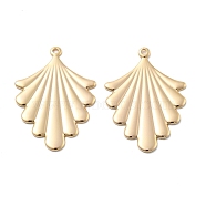 Brass Pendants, Leaf, Long-Lasting Plated, Real 18K Gold Plated, 32x22x1mm, Hole: 1.4mm(KK-V003-18)