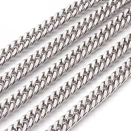 201 Stainless Steel Cuban Link Chains, Chunky Curb Chains, Unwelded, Stainless Steel Color, 8mm, 12x8x4mm(CHS-L017-17E)