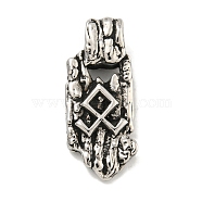 Vintage 316 Surgical Stainless Steel Pendants, Othala Rune Charm, Antique Silver, 33.5x14x8mm, Hole: 5mm(STAS-E212-35AS)