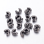 Brass Crimp Beads Covers, Nickel Free, Gunmetal, Size: About 4mm In Diameter, Hole: 1.5~1.8mm(KK-H290-NFB-NF)