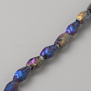 Transparent Electroplate Glass Beads, Faceted Oval with Arrows Pattern, Dark Slate Blue, 10x6mm, Hole: 1.2mm(EGLA-TAC0005-01F)