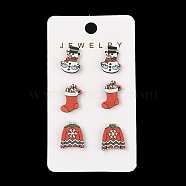 Christmas Wood Stud Steel Needle Earrings, Platinum, Clothes, 15.5x11mm(EJEW-U016-03P-02)