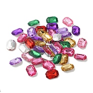 Imitation Taiwan Acrylic Rhinestone Cabochons, Pointed Back & Faceted, Rectangle Octagon, Mixed Color, 14x10x4mm(GACR-A010-10x14mm-M)