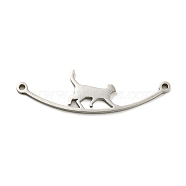 304 Stainless Steel Connector Charms, Walking Cat Links, Stainless Steel Color, 9x30.5x1mm, Hole: 1mm(STAS-Q255-02P)