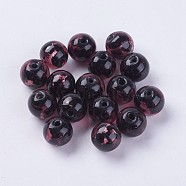 Handmade Silver Foil Lampwork Beads, Round, Pale Violet Red, 9.5~10mm, Hole: 1.5~2mm(LAMP-J089-Q04)