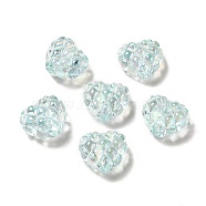 Transparent Acrylic Beads, Heart, Pale Turquoise, 17.2~17.4x20~20.4x9.6mm, Hole: 3~3.2mm(OACR-E016-01A)
