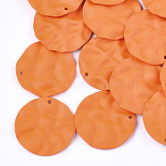Spray Painted Iron Pendants, Flat Round, Dark Orange, 28x2.5mm, Hole: 1mm(IFIN-S704-04B)