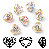 K9 Glass Rhinestone Cabochons, Pointed Back & Back Plated, Faceted, Heart, Light Crystal AB, 8x8x6mm(RGLA-A025-04A-001LA)